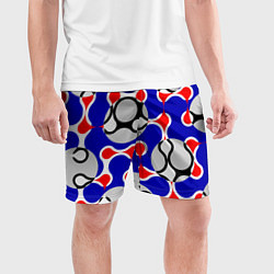 Шорты спортивные мужские Абстрактные сине-красные паттерны и шары, цвет: 3D-принт — фото 2