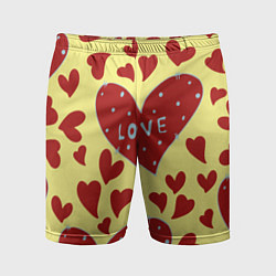 Мужские спортивные шорты Надпись love в красном сердце