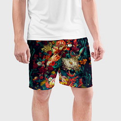 Шорты спортивные мужские Цветочный паттерн с цветами и листьями, цвет: 3D-принт — фото 2
