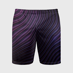 Шорты спортивные мужские Фиолетово-синяя волнообразная абстракция, цвет: 3D-принт