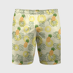Мужские спортивные шорты Узор из ананасов на желтом фоне