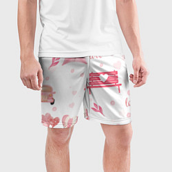 Шорты спортивные мужские Нежная любовь, цвет: 3D-принт — фото 2