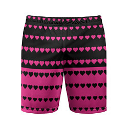 Шорты спортивные мужские Черные и розовые сердца узор, цвет: 3D-принт