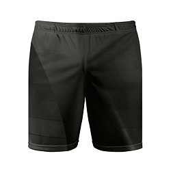 Шорты спортивные мужские Чёрные геометрические металлические листы, цвет: 3D-принт