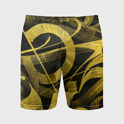 Шорты спортивные мужские Gold Calligraphic, цвет: 3D-принт
