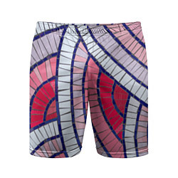 Шорты спортивные мужские Абстрактная белая-фиолетовая-красная текстура, цвет: 3D-принт