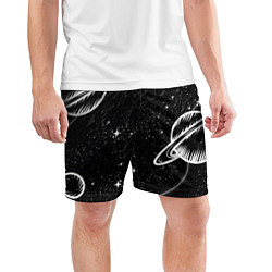 Шорты спортивные мужские Черно-белый Сатурн, цвет: 3D-принт — фото 2