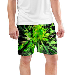 Шорты спортивные мужские Fractal green explosion, цвет: 3D-принт — фото 2