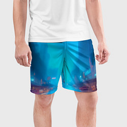 Шорты спортивные мужские Улица мегаполиса-арт, цвет: 3D-принт — фото 2