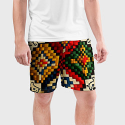 Шорты спортивные мужские Русский узор крестиком, цвет: 3D-принт — фото 2