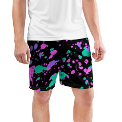 Шорты спортивные мужские Неоновые цвета брызги краски, цвет: 3D-принт — фото 2