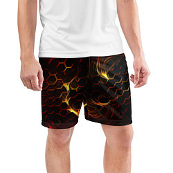 Шорты спортивные мужские Огненные объемные плитки, цвет: 3D-принт — фото 2