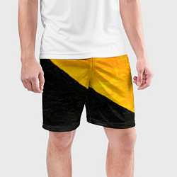 Шорты спортивные мужские Желто-черные масляные краски, цвет: 3D-принт — фото 2