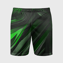 Шорты спортивные мужские Green black abstract, цвет: 3D-принт