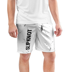 Шорты спортивные мужские Slipknot glitch на светлом фоне: надпись, символ, цвет: 3D-принт — фото 2