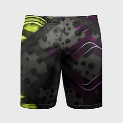 Шорты спортивные мужские Темная фиолетовая текстура с листьями, цвет: 3D-принт