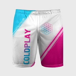 Шорты спортивные мужские Coldplay neon gradient style: надпись, символ, цвет: 3D-принт
