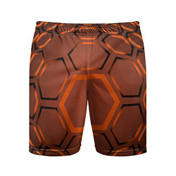 Шорты спортивные мужские Оранжевая техноброня, цвет: 3D-принт