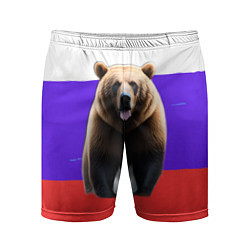 Шорты спортивные мужские Медведь на флаге, цвет: 3D-принт