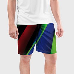 Шорты спортивные мужские Цветные полосы, цвет: 3D-принт — фото 2
