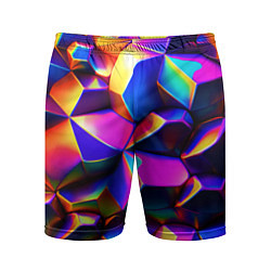 Шорты спортивные мужские Бензиновые неоновые кристаллы, цвет: 3D-принт