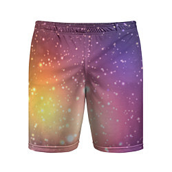 Шорты спортивные мужские Желто фиолетовое свечение и звезды, цвет: 3D-принт