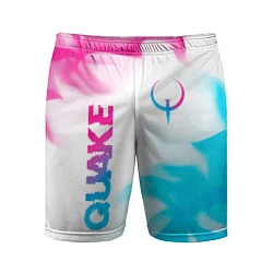 Шорты спортивные мужские Quake neon gradient style: надпись, символ, цвет: 3D-принт