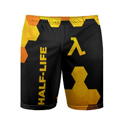 Шорты спортивные мужские Half-Life - gold gradient: надпись, символ, цвет: 3D-принт