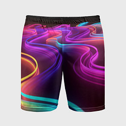 Шорты спортивные мужские Неоновые волны, цвет: 3D-принт