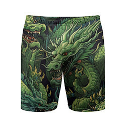 Мужские спортивные шорты Зеленые драконы: арт нейросети