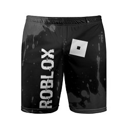 Шорты спортивные мужские Roblox glitch на темном фоне: надпись, символ, цвет: 3D-принт