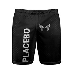 Шорты спортивные мужские Placebo glitch на темном фоне: надпись, символ, цвет: 3D-принт