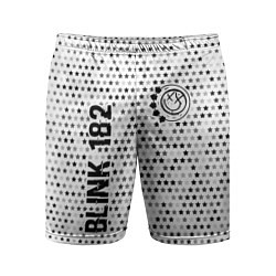 Шорты спортивные мужские Blink 182 glitch на светлом фоне: надпись, символ, цвет: 3D-принт
