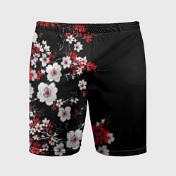 Мужские спортивные шорты Белая и красная сакура - цветение