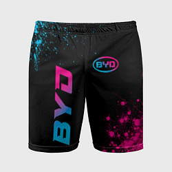 Шорты спортивные мужские BYD - neon gradient: надпись, символ, цвет: 3D-принт