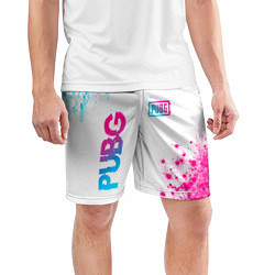 Шорты спортивные мужские PUBG neon gradient style: надпись, символ, цвет: 3D-принт — фото 2
