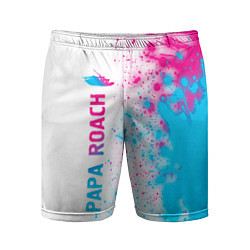 Мужские спортивные шорты Papa Roach neon gradient style: по-вертикали