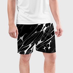 Шорты спортивные мужские Белые абстрактные полосы, цвет: 3D-принт — фото 2