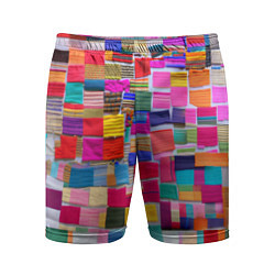 Шорты спортивные мужские Разноцветные лоскутки, цвет: 3D-принт