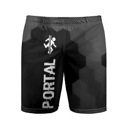 Мужские спортивные шорты Portal glitch на темном фоне: по-вертикали