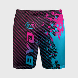 Шорты спортивные мужские BYD - neon gradient: по-вертикали, цвет: 3D-принт