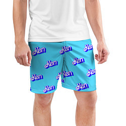 Шорты спортивные мужские Синий логотип Кен - паттерн, цвет: 3D-принт — фото 2