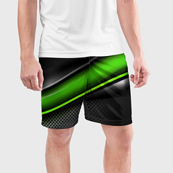 Шорты спортивные мужские Зеленая объемная полосы, цвет: 3D-принт — фото 2