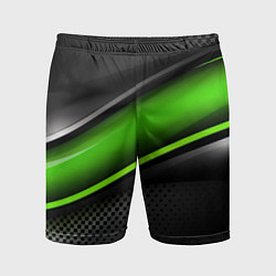 Шорты спортивные мужские Зеленая объемная полосы, цвет: 3D-принт