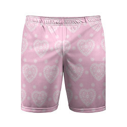 Мужские спортивные шорты Розовое кружево сердечки