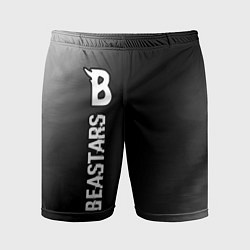 Мужские спортивные шорты Beastars glitch на темном фоне: по-вертикали