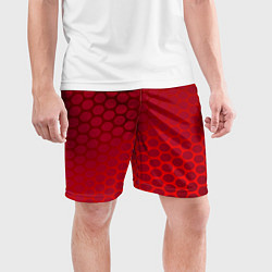 Шорты спортивные мужские Сотовый красный градиент, цвет: 3D-принт — фото 2