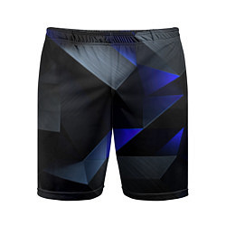 Шорты спортивные мужские Black blue abstract, цвет: 3D-принт