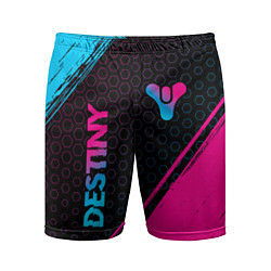 Шорты спортивные мужские Destiny - neon gradient: надпись, символ, цвет: 3D-принт