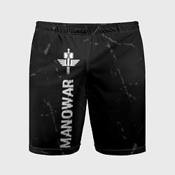 Мужские спортивные шорты Manowar glitch на темном фоне: по-вертикали